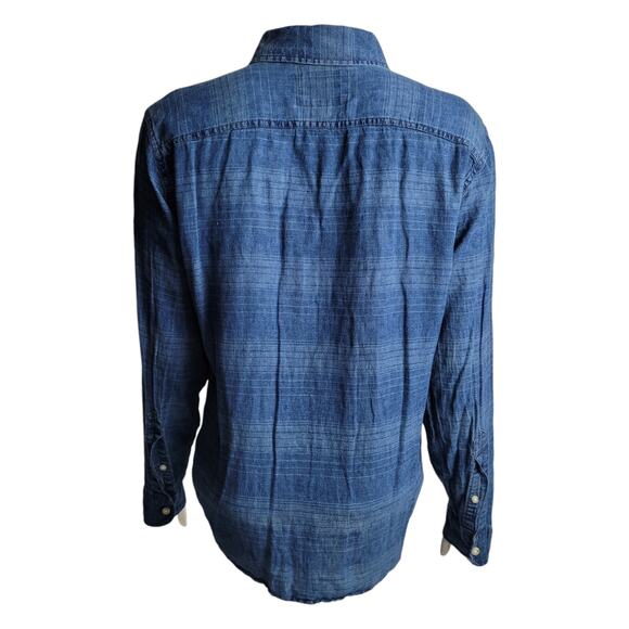 Hollister Women’s Small Blue Striped Linen Cotton Chambray Shirt Gorpcore Preppy - Picture 5 of 10